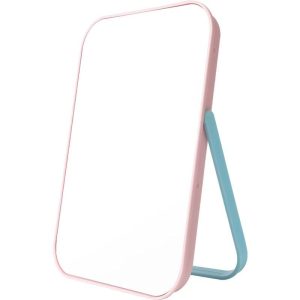 Table Desk Vanity Makeup Mirror,8-Inch Portable Folding Mirror with Metal Stand 90°Adjustable Rotation Tavel Make Up Mirror